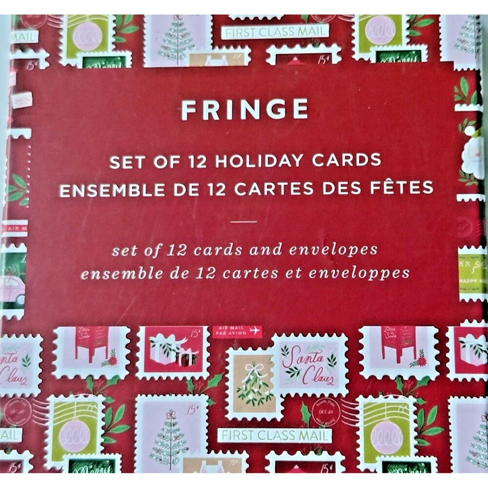 Fringe Studio Delivery By Christmas Box of 12 Cards & Envelopes Santa Claus